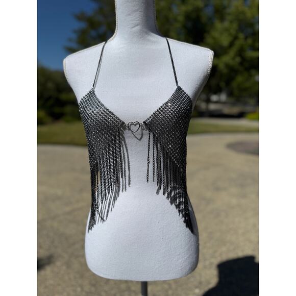 MSRP $40. Chain crop top Rhinestone Bikini Top Size S-M | SAME or NEXT DAY SHIP - Picture 5 of 7